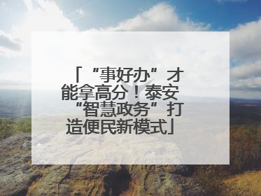 “事好办”才能拿高分！泰安“智慧政务”打造便民新模式