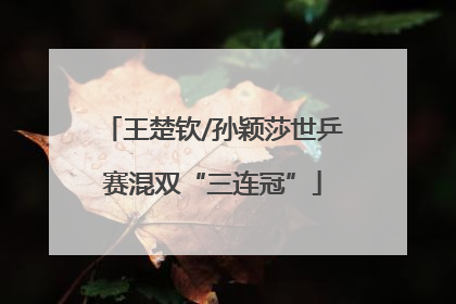 王楚钦/孙颖莎世乒赛混双“三连冠”