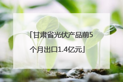 甘肃省光伏产品前5个月出口1.4亿元