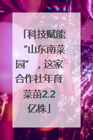 科技赋能“山东南菜园”，这家合作社年育菜苗2.2亿株