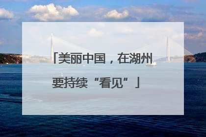美丽中国，在湖州要持续“看见”