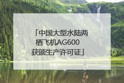 中国大型水陆两栖飞机AG600获颁生产许可证