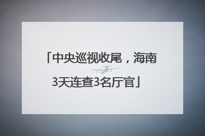 中央巡视收尾，海南3天连查3名厅官