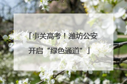事关高考！潍坊公安开启“绿色通道”