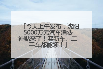 今天上午发布，沈阳5000万元汽车消费补贴来了！买新车、二手车都能领！