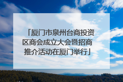 厦门市泉州台商投资区商会成立大会暨招商推介活动在厦门举行