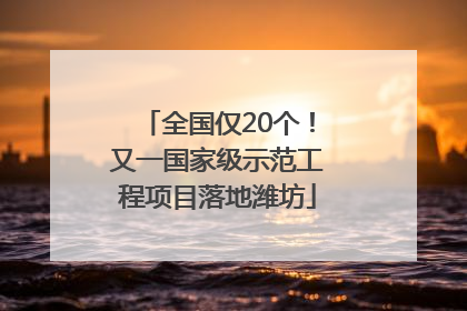 全国仅20个！又一国家级示范工程项目落地潍坊