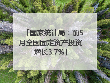 国家统计局：前5月全国固定资产投资增长3.7%