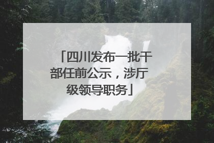 四川发布一批干部任前公示，涉厅级领导职务