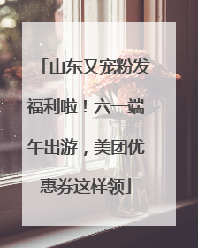 山东又宠粉发福利啦！六一端午出游，美团优惠券这样领