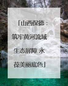 山西保德：筑牢黄河流域生态屏障 永葆美丽底色