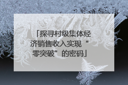 探寻村级集体经济销售收入实现“零突破”的密码