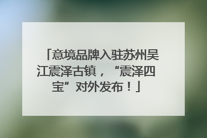 意境品牌入驻苏州吴江震泽古镇，“震泽四宝”对外发布！
