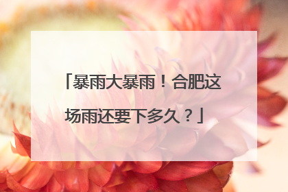 暴雨大暴雨！合肥这场雨还要下多久？