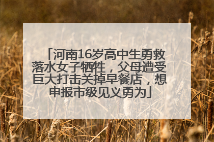 河南16岁高中生勇救落水女子牺牲，父母遭受巨大打击关掉早餐店，想申报市级见义勇为