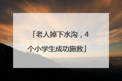 老人掉下水沟，4个小学生成功施救