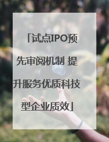 试点IPO预先审阅机制 提升服务优质科技型企业质效