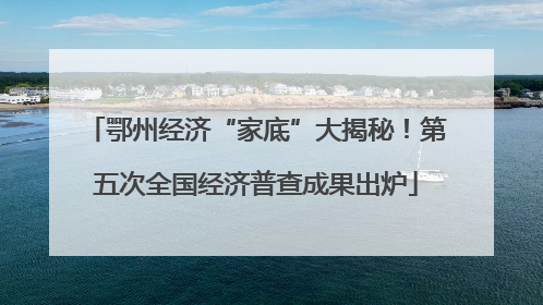 鄂州经济“家底”大揭秘！第五次全国经济普查成果出炉