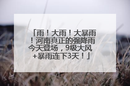 雨！大雨！大暴雨！河南真正的强降雨今天登场，9级大风+暴雨连下3天！