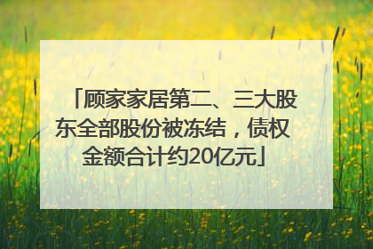 顾家家居第二、三大股东全部股份被冻结，债权金额合计约20亿元